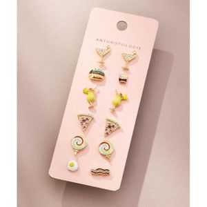 🏷️NWT Anthropologie Icon Post Earrings Set of 6 - Fun & Food